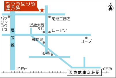 ミウラはり灸漢方院地図